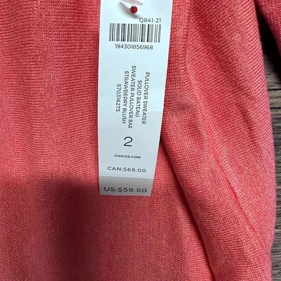 Chico's Pink Long Sleeve Sweater Shirt - Picture 5 of 6